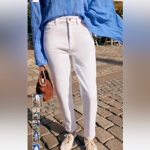 Zara NWT White Mom fit ankle length high waist jeans size 4